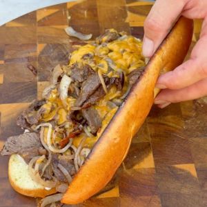 Potato baguette - Philly Cheesesteak Melt - 100kb