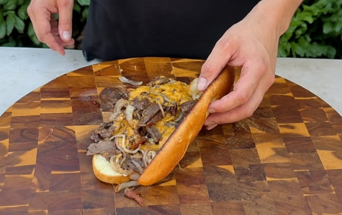 Potato baguette - Philly Cheesesteak Melt
